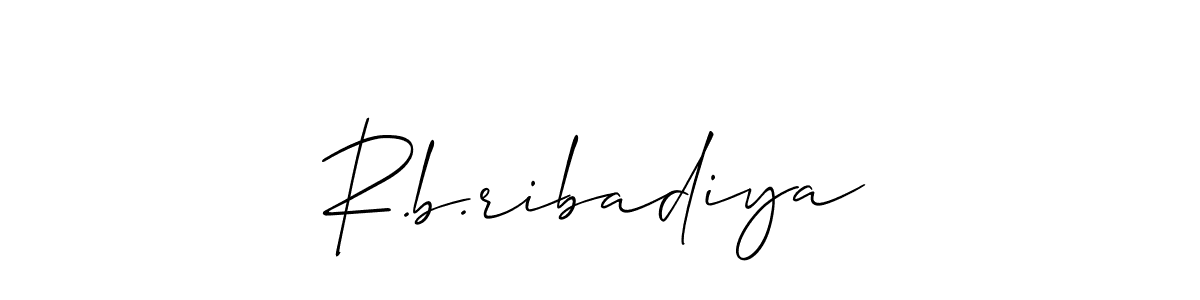 Also You can easily find your signature by using the search form. We will create R.b.ribadiya name handwritten signature images for you free of cost using Allison_Script sign style. R.b.ribadiya signature style 2 images and pictures png