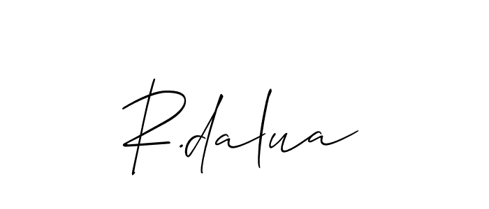 Make a beautiful signature design for name R.dalua. With this signature (Allison_Script) style, you can create a handwritten signature for free. R.dalua signature style 2 images and pictures png