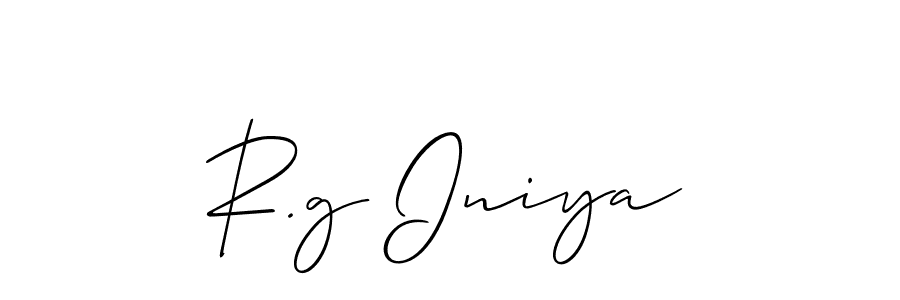 Make a beautiful signature design for name R.g Iniya. With this signature (Allison_Script) style, you can create a handwritten signature for free. R.g Iniya signature style 2 images and pictures png