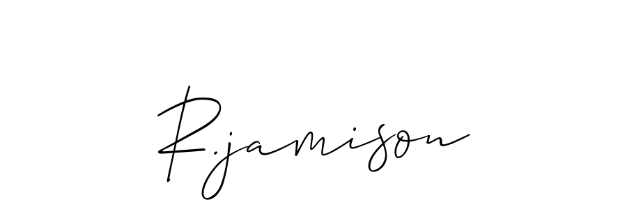 The best way (Allison_Script) to make a short signature is to pick only two or three words in your name. The name R.jamison include a total of six letters. For converting this name. R.jamison signature style 2 images and pictures png