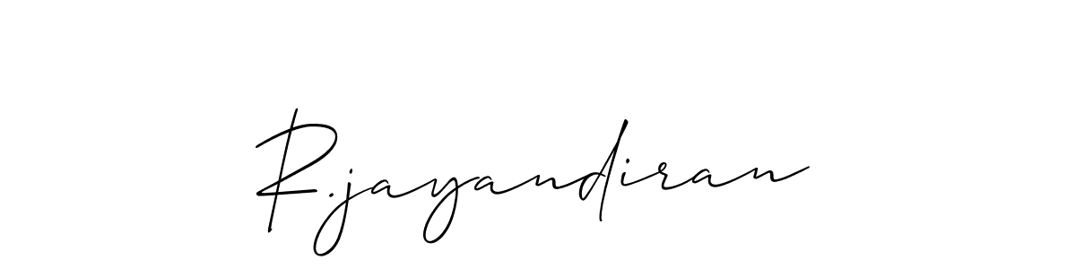 Use a signature maker to create a handwritten signature online. With this signature software, you can design (Allison_Script) your own signature for name R.jayandiran. R.jayandiran signature style 2 images and pictures png