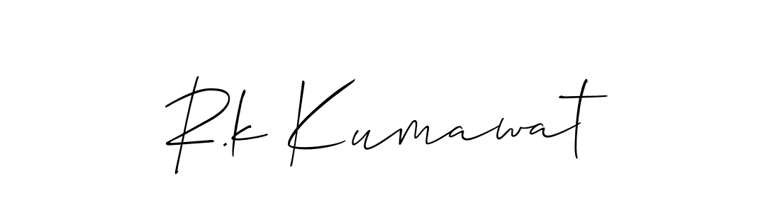 Also You can easily find your signature by using the search form. We will create R.k Kumawat name handwritten signature images for you free of cost using Allison_Script sign style. R.k Kumawat signature style 2 images and pictures png