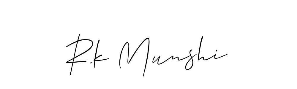 Create a beautiful signature design for name R.k Munshi. With this signature (Allison_Script) fonts, you can make a handwritten signature for free. R.k Munshi signature style 2 images and pictures png