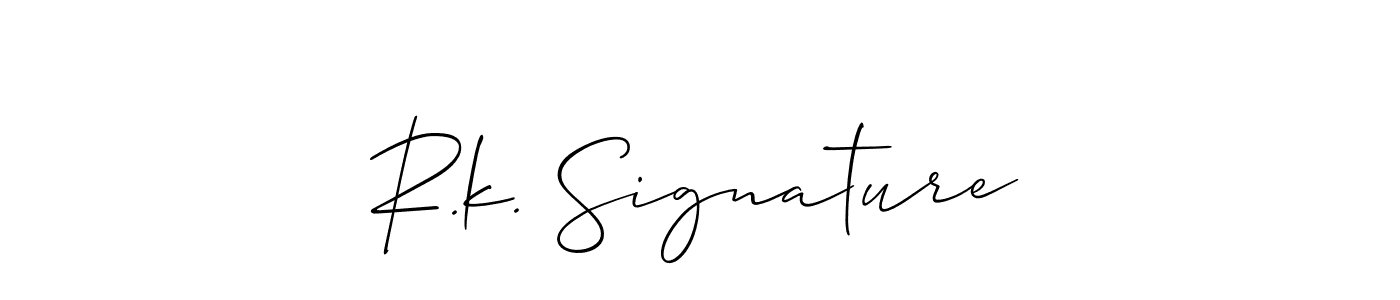 Create a beautiful signature design for name R.k. Signature. With this signature (Allison_Script) fonts, you can make a handwritten signature for free. R.k. Signature signature style 2 images and pictures png