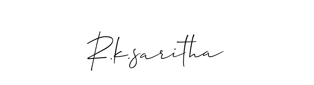 if you are searching for the best signature style for your name R.k.saritha. so please give up your signature search. here we have designed multiple signature styles  using Allison_Script. R.k.saritha signature style 2 images and pictures png