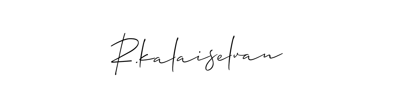 Make a short R.kalaiselvan signature style. Manage your documents anywhere anytime using Allison_Script. Create and add eSignatures, submit forms, share and send files easily. R.kalaiselvan signature style 2 images and pictures png