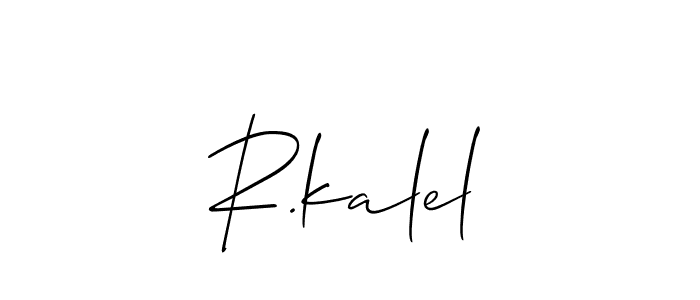 Allison_Script is a professional signature style that is perfect for those who want to add a touch of class to their signature. It is also a great choice for those who want to make their signature more unique. Get R.kalel name to fancy signature for free. R.kalel signature style 2 images and pictures png