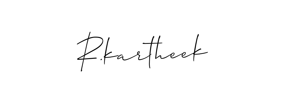 You should practise on your own different ways (Allison_Script) to write your name (R.kartheek) in signature. don't let someone else do it for you. R.kartheek signature style 2 images and pictures png