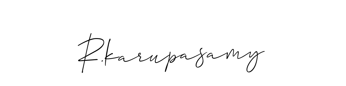 The best way (Allison_Script) to make a short signature is to pick only two or three words in your name. The name R.karupasamy include a total of six letters. For converting this name. R.karupasamy signature style 2 images and pictures png