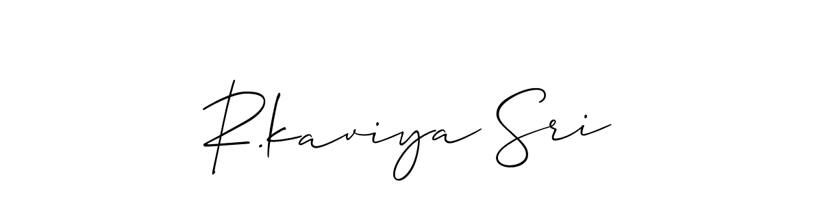 if you are searching for the best signature style for your name R.kaviya Sri. so please give up your signature search. here we have designed multiple signature styles  using Allison_Script. R.kaviya Sri signature style 2 images and pictures png