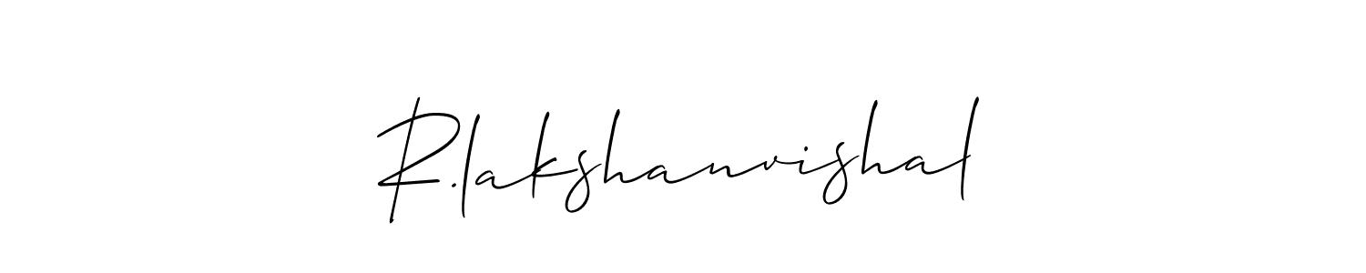 if you are searching for the best signature style for your name R.lakshanvishal. so please give up your signature search. here we have designed multiple signature styles  using Allison_Script. R.lakshanvishal signature style 2 images and pictures png