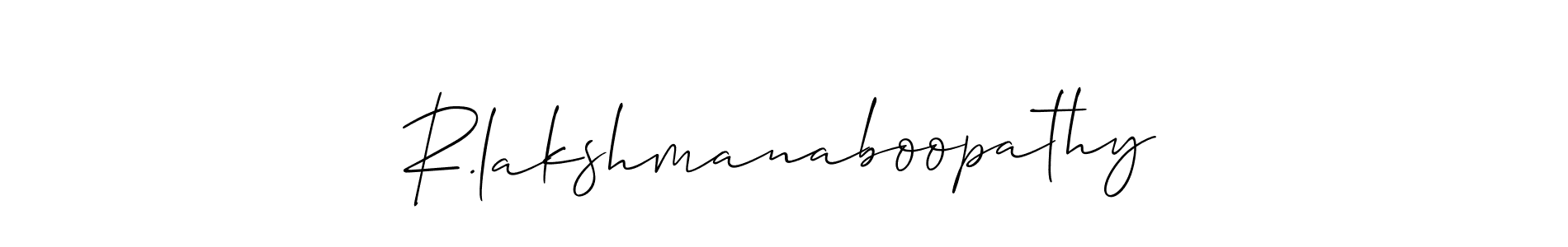 Also You can easily find your signature by using the search form. We will create R.lakshmanaboopathy name handwritten signature images for you free of cost using Allison_Script sign style. R.lakshmanaboopathy signature style 2 images and pictures png