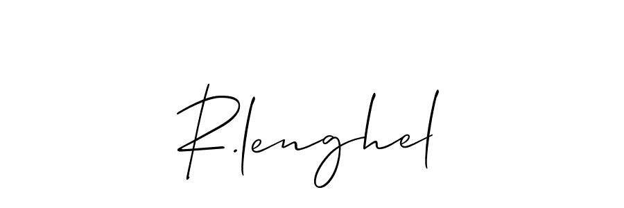 The best way (Allison_Script) to make a short signature is to pick only two or three words in your name. The name R.lenghel include a total of six letters. For converting this name. R.lenghel signature style 2 images and pictures png