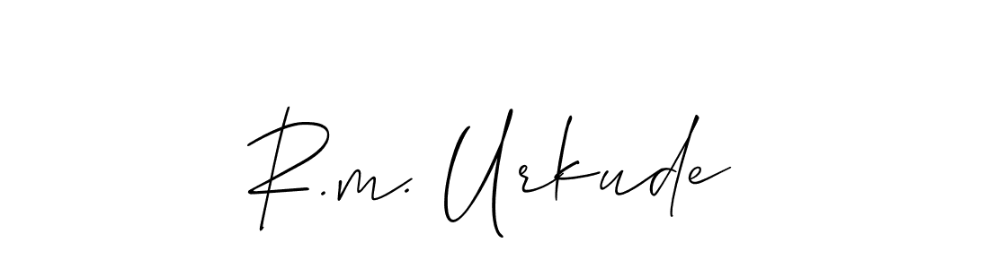 Allison_Script is a professional signature style that is perfect for those who want to add a touch of class to their signature. It is also a great choice for those who want to make their signature more unique. Get R.m. Urkude name to fancy signature for free. R.m. Urkude signature style 2 images and pictures png