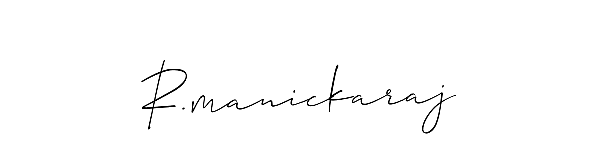 How to make R.manickaraj name signature. Use Allison_Script style for creating short signs online. This is the latest handwritten sign. R.manickaraj signature style 2 images and pictures png