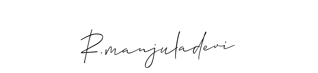 Also You can easily find your signature by using the search form. We will create R.manjuladevi name handwritten signature images for you free of cost using Allison_Script sign style. R.manjuladevi signature style 2 images and pictures png