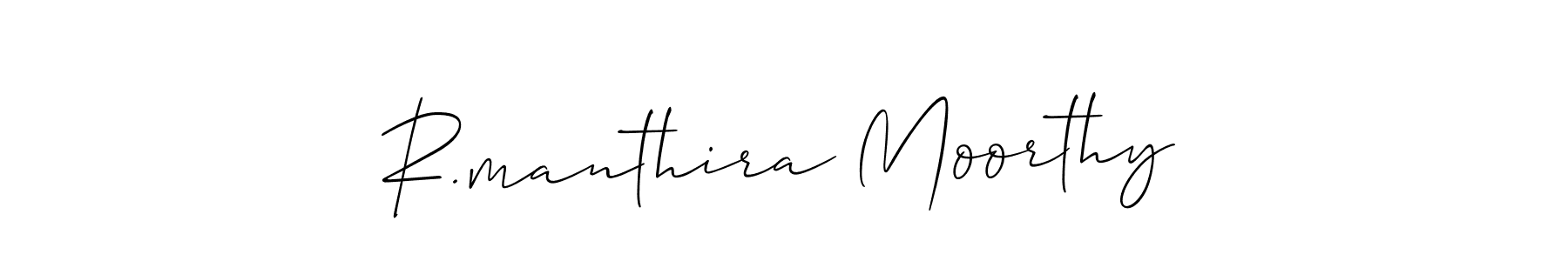 Make a short R.manthira Moorthy signature style. Manage your documents anywhere anytime using Allison_Script. Create and add eSignatures, submit forms, share and send files easily. R.manthira Moorthy signature style 2 images and pictures png