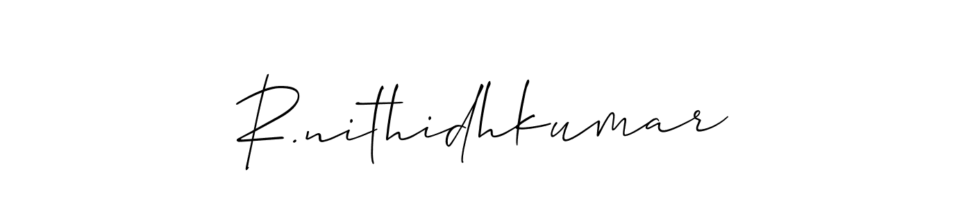 Use a signature maker to create a handwritten signature online. With this signature software, you can design (Allison_Script) your own signature for name R.nithidhkumar. R.nithidhkumar signature style 2 images and pictures png