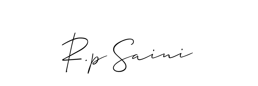 Use a signature maker to create a handwritten signature online. With this signature software, you can design (Allison_Script) your own signature for name R.p Saini. R.p Saini signature style 2 images and pictures png