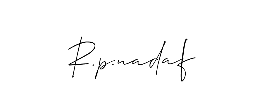 Also You can easily find your signature by using the search form. We will create R.p.nadaf name handwritten signature images for you free of cost using Allison_Script sign style. R.p.nadaf signature style 2 images and pictures png