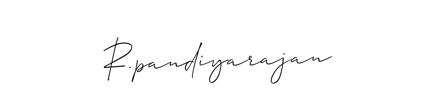 How to make R.pandiyarajan name signature. Use Allison_Script style for creating short signs online. This is the latest handwritten sign. R.pandiyarajan signature style 2 images and pictures png