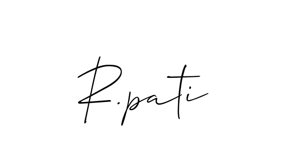 The best way (Allison_Script) to make a short signature is to pick only two or three words in your name. The name R.pati include a total of six letters. For converting this name. R.pati signature style 2 images and pictures png