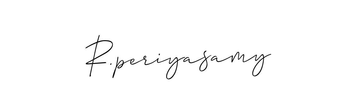 The best way (Allison_Script) to make a short signature is to pick only two or three words in your name. The name R.periyasamy include a total of six letters. For converting this name. R.periyasamy signature style 2 images and pictures png