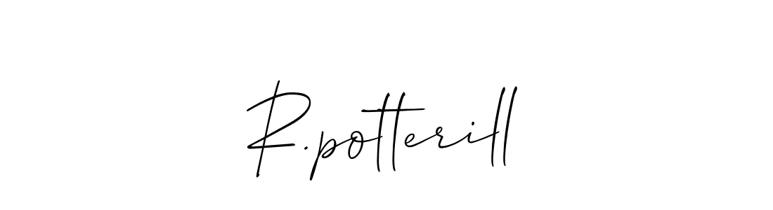 It looks lik you need a new signature style for name R.potterill. Design unique handwritten (Allison_Script) signature with our free signature maker in just a few clicks. R.potterill signature style 2 images and pictures png