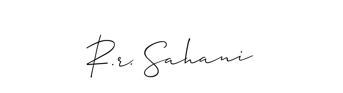 How to make R.r. Sahani name signature. Use Allison_Script style for creating short signs online. This is the latest handwritten sign. R.r. Sahani signature style 2 images and pictures png