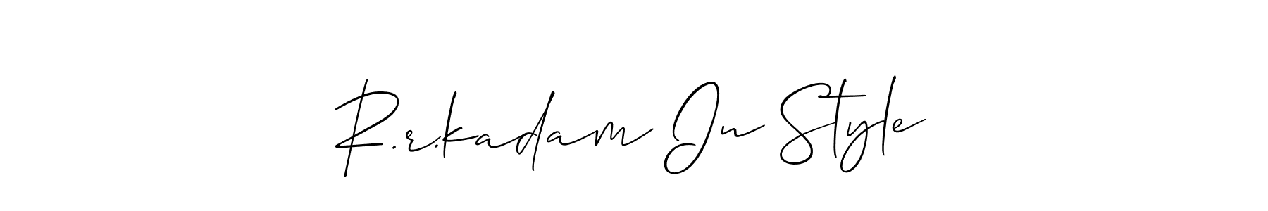 Also You can easily find your signature by using the search form. We will create R.r.kadam In Style name handwritten signature images for you free of cost using Allison_Script sign style. R.r.kadam In Style signature style 2 images and pictures png