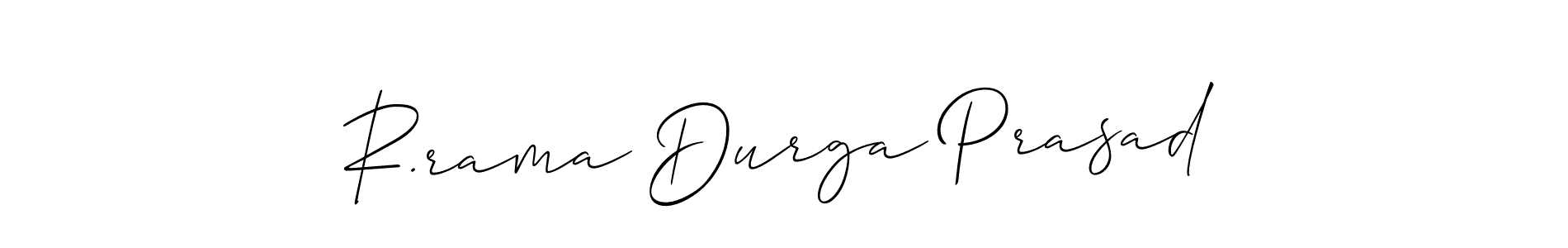 The best way (Allison_Script) to make a short signature is to pick only two or three words in your name. The name R.rama Durga Prasad include a total of six letters. For converting this name. R.rama Durga Prasad signature style 2 images and pictures png