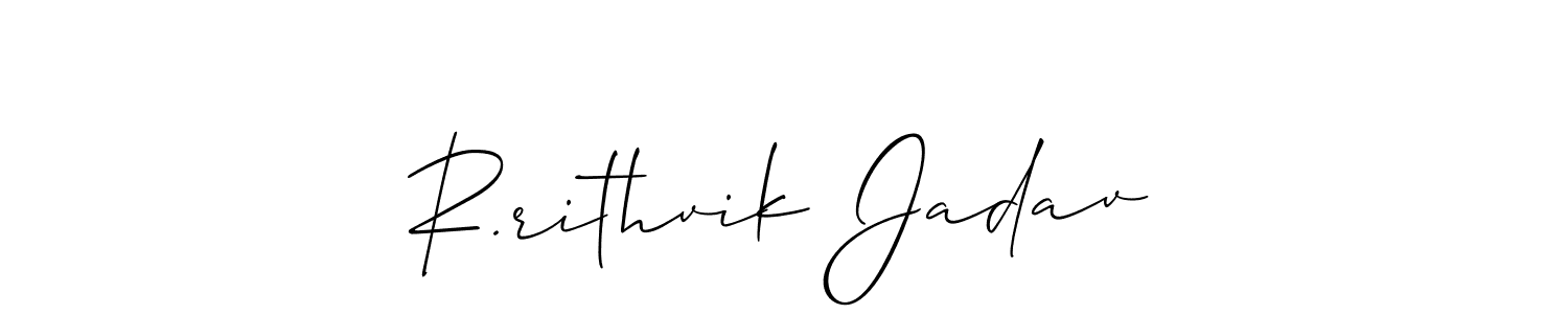 Also You can easily find your signature by using the search form. We will create R.rithvik Jadav name handwritten signature images for you free of cost using Allison_Script sign style. R.rithvik Jadav signature style 2 images and pictures png