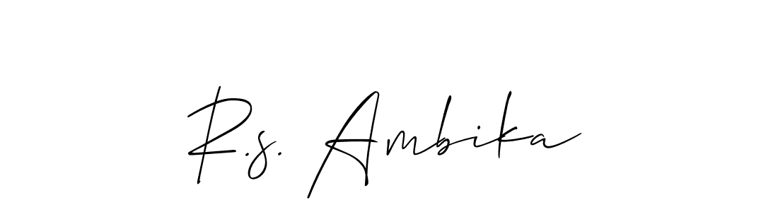 Also You can easily find your signature by using the search form. We will create R.s. Ambika name handwritten signature images for you free of cost using Allison_Script sign style. R.s. Ambika signature style 2 images and pictures png