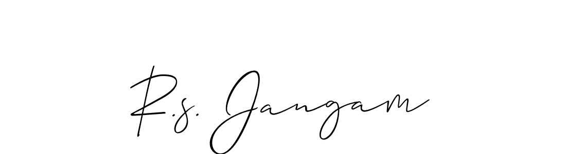 The best way (Allison_Script) to make a short signature is to pick only two or three words in your name. The name R.s. Jangam include a total of six letters. For converting this name. R.s. Jangam signature style 2 images and pictures png