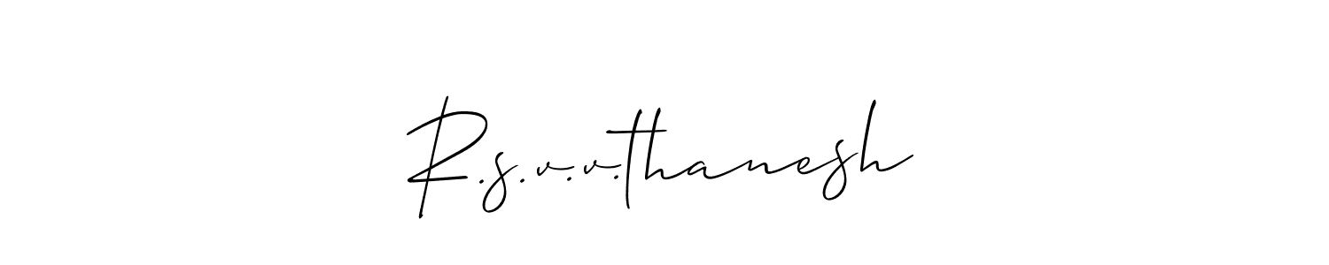 How to make R.s.v.v.thanesh name signature. Use Allison_Script style for creating short signs online. This is the latest handwritten sign. R.s.v.v.thanesh signature style 2 images and pictures png