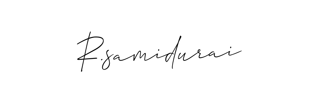 Also You can easily find your signature by using the search form. We will create R.samidurai name handwritten signature images for you free of cost using Allison_Script sign style. R.samidurai signature style 2 images and pictures png