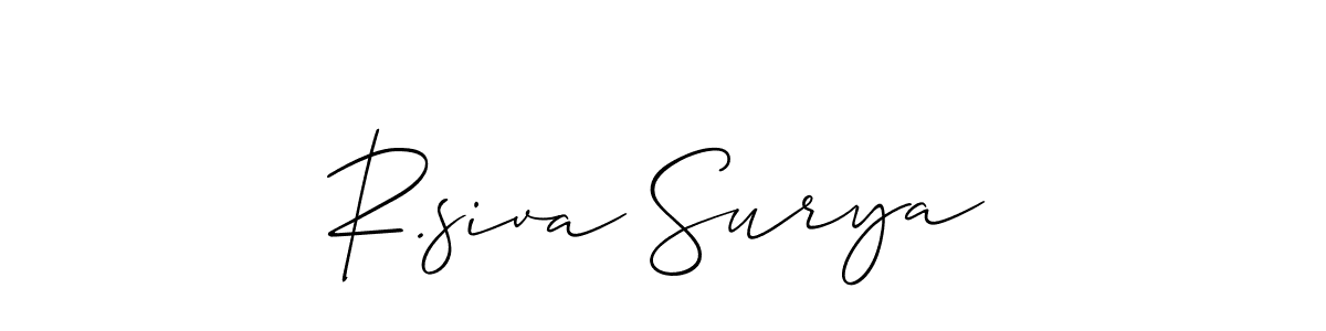 Make a short R.siva Surya signature style. Manage your documents anywhere anytime using Allison_Script. Create and add eSignatures, submit forms, share and send files easily. R.siva Surya signature style 2 images and pictures png