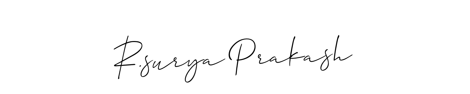 It looks lik you need a new signature style for name R.surya Prakash. Design unique handwritten (Allison_Script) signature with our free signature maker in just a few clicks. R.surya Prakash signature style 2 images and pictures png