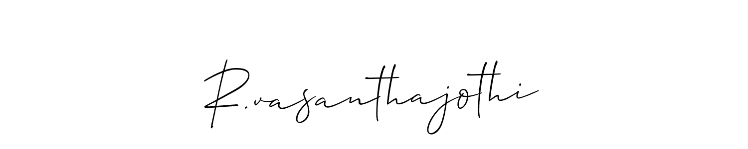 Also You can easily find your signature by using the search form. We will create R.vasanthajothi name handwritten signature images for you free of cost using Allison_Script sign style. R.vasanthajothi signature style 2 images and pictures png