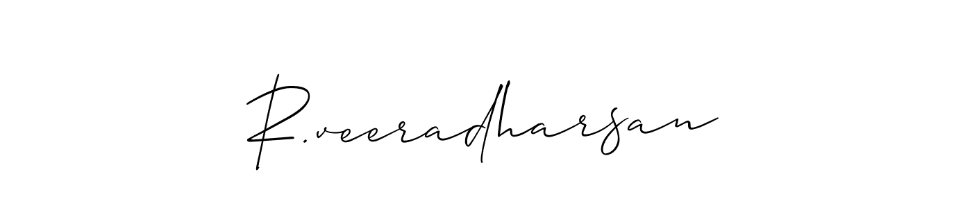 The best way (Allison_Script) to make a short signature is to pick only two or three words in your name. The name R.veeradharsan include a total of six letters. For converting this name. R.veeradharsan signature style 2 images and pictures png