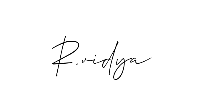 Also You can easily find your signature by using the search form. We will create R.vidya name handwritten signature images for you free of cost using Allison_Script sign style. R.vidya signature style 2 images and pictures png