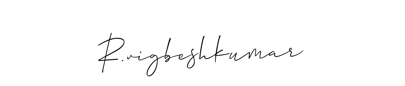 How to make R.vigbeshkumar signature? Allison_Script is a professional autograph style. Create handwritten signature for R.vigbeshkumar name. R.vigbeshkumar signature style 2 images and pictures png