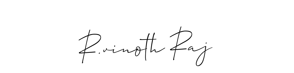 It looks lik you need a new signature style for name R.vinoth Raj. Design unique handwritten (Allison_Script) signature with our free signature maker in just a few clicks. R.vinoth Raj signature style 2 images and pictures png