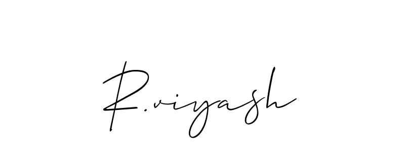 Also You can easily find your signature by using the search form. We will create R.viyash name handwritten signature images for you free of cost using Allison_Script sign style. R.viyash signature style 2 images and pictures png