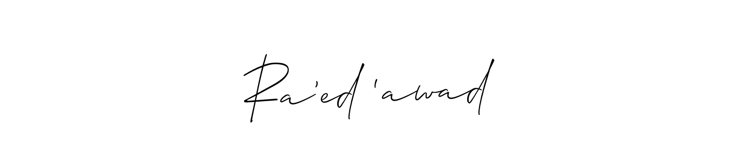 Make a beautiful signature design for name Ra’ed ‘awad. With this signature (Allison_Script) style, you can create a handwritten signature for free. Ra’ed ‘awad signature style 2 images and pictures png