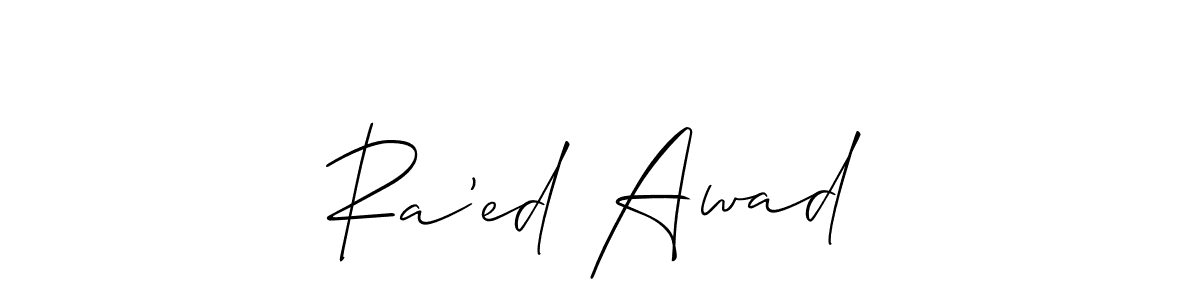 Create a beautiful signature design for name Ra’ed Awad. With this signature (Allison_Script) fonts, you can make a handwritten signature for free. Ra’ed Awad signature style 2 images and pictures png