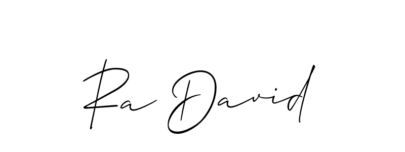 How to make Ra David name signature. Use Allison_Script style for creating short signs online. This is the latest handwritten sign. Ra David signature style 2 images and pictures png