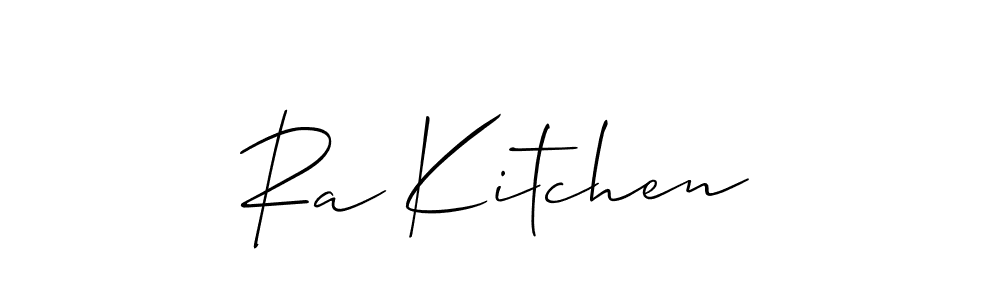 You should practise on your own different ways (Allison_Script) to write your name (Ra Kitchen) in signature. don't let someone else do it for you. Ra Kitchen signature style 2 images and pictures png