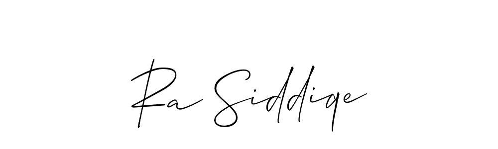 How to make Ra Siddiqe name signature. Use Allison_Script style for creating short signs online. This is the latest handwritten sign. Ra Siddiqe signature style 2 images and pictures png