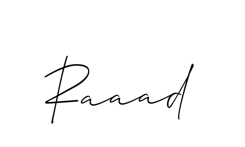 Create a beautiful signature design for name Raaad. With this signature (Allison_Script) fonts, you can make a handwritten signature for free. Raaad signature style 2 images and pictures png